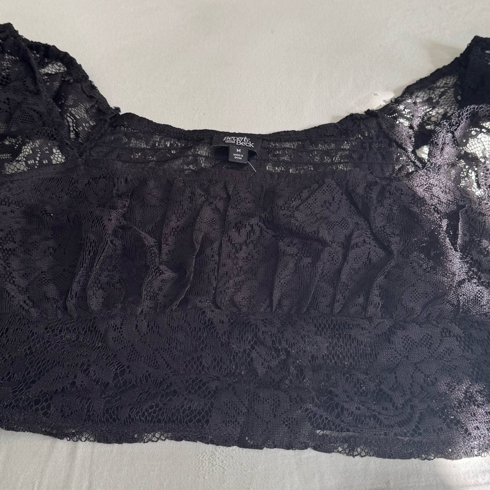 NWT Pacsun Beverly and Beck Black Lace Crop Top, size M square neck Y2K boho - Picture 14 of 16